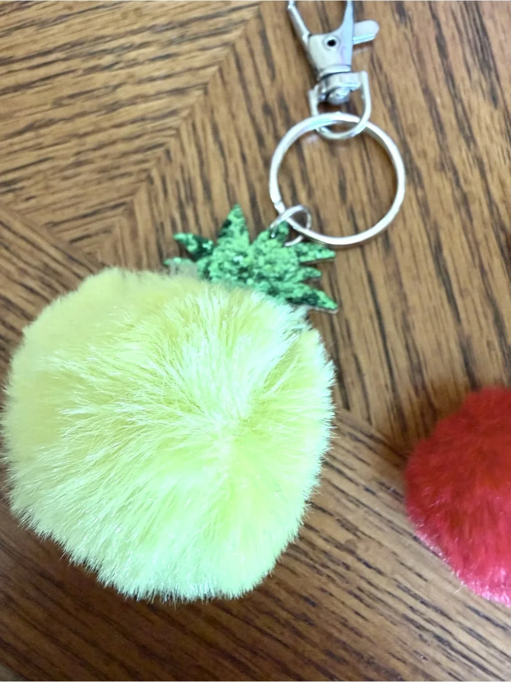 Pom Pom Fruit Keychain Accessory - Strawberry, cherries or lemon Choose 1